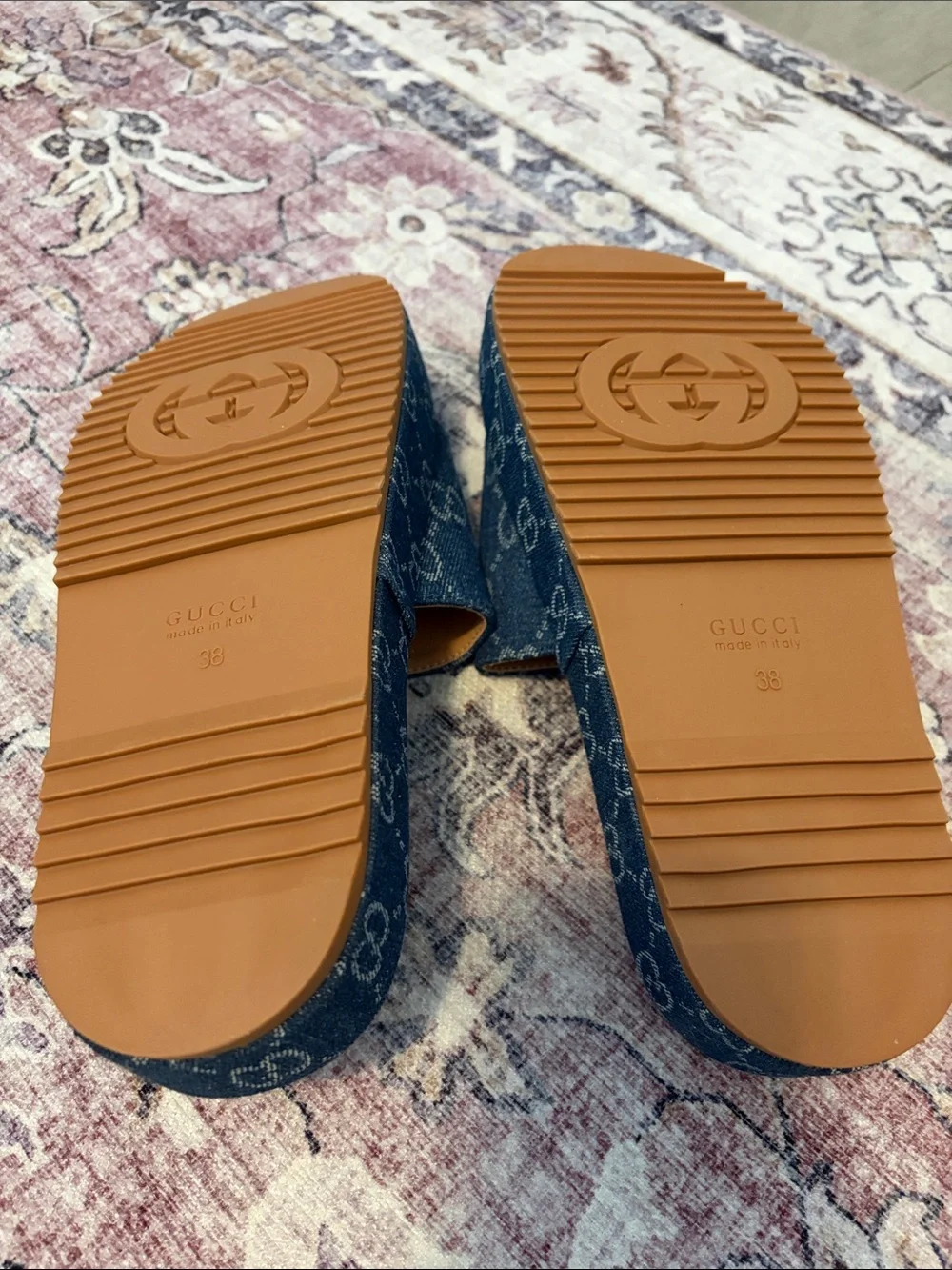 Never worn Logo Slide Sandals in Blue Denim.